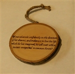 "If One Advances Confidently" Hand-Burned Wood Ornament