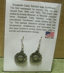 Pewter Women's Rights Sunflower Earrings