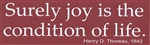 "Surely joy is the condition of life" bumper sticker with Thoreau quote