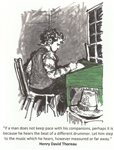 Thoreau at Desk "Different Drummer" Note Card - Marianne Orlando